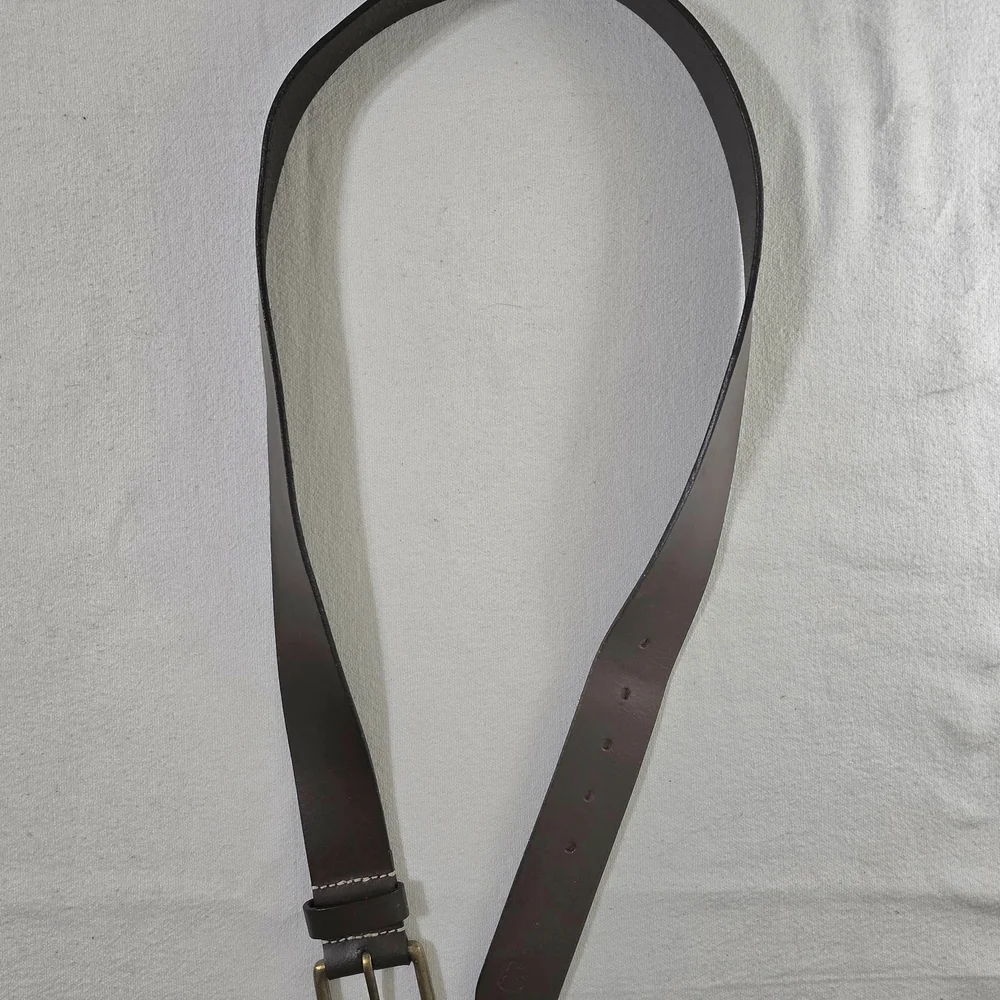 Timberland Dark Brown Genuine Leather Belt Roller Buckle Wide Keeper Size 36 - Picture 10 of 16
